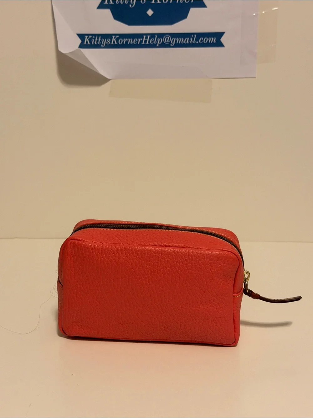 NWOT Dooney & Bourke Cosmetic Bag Pebble Grain Leather Pink/Brown